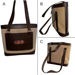 Handmade Leather & Canvas Tote Bag – Bolivian Artisan Design
